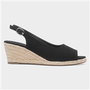 Lilley Womens Black Wedge Peep Toe Buckle Sandal (Click For Details)