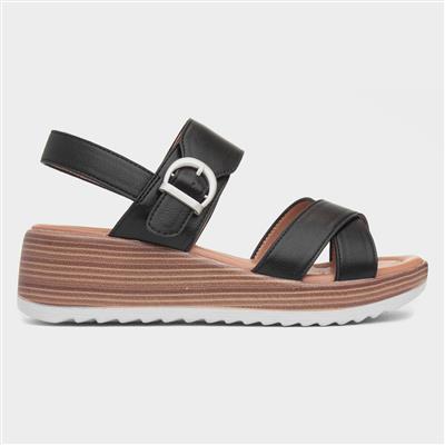 Destiny Womens Black Wedge Sandal