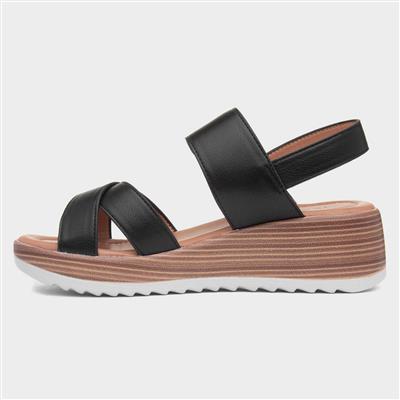 Destiny Womens Black Wedge Sandal