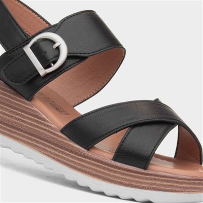 Destiny Womens Black Wedge Sandal