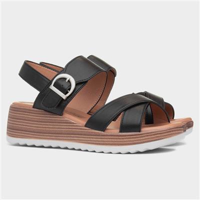 Destiny Womens Black Wedge Sandal