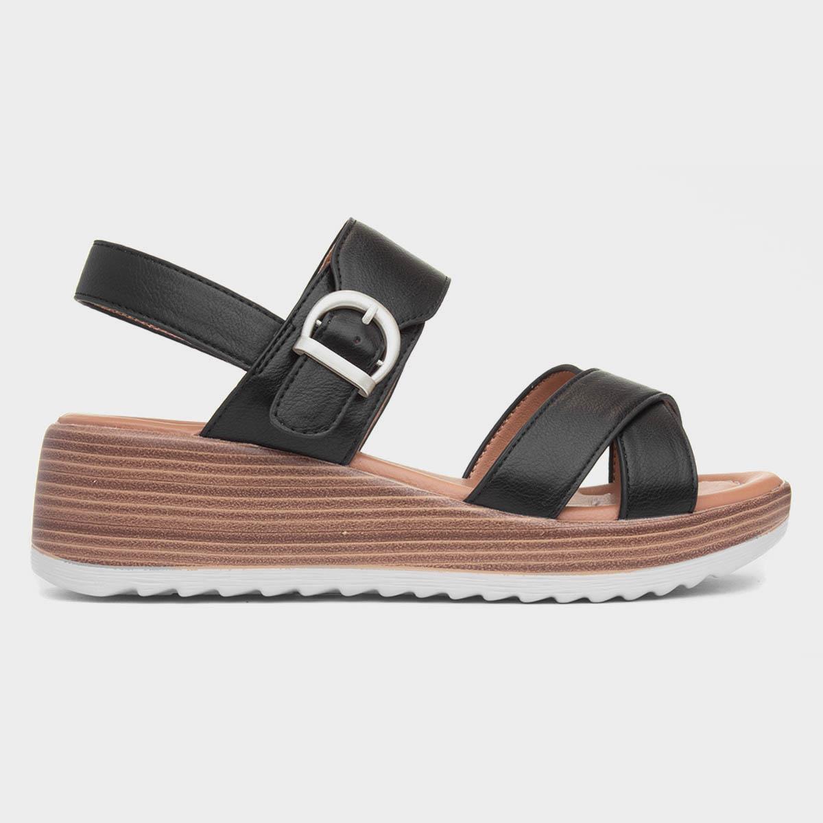 Destiny Womens Black Wedge Sandal