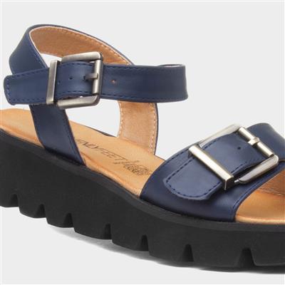 Alberta Womens Navy Buckle Sandal