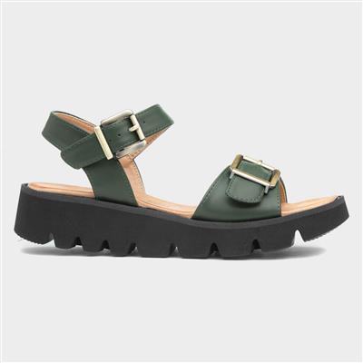 Alberta Womens Green Buckle Sandal