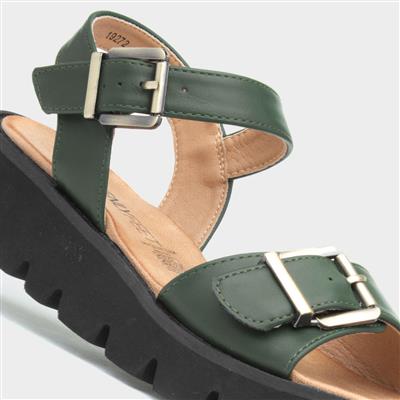 Alberta Womens Green Buckle Sandal