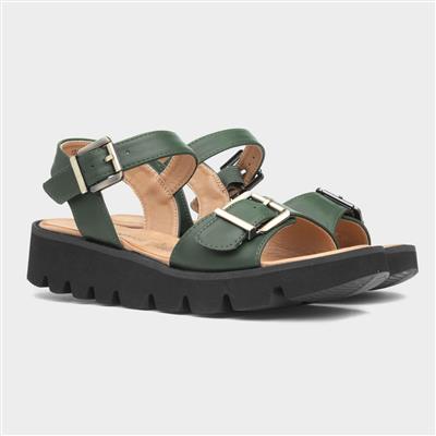 Alberta Womens Green Buckle Sandal
