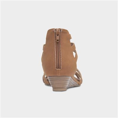 Sasha Womens Tan Wedge Sandal