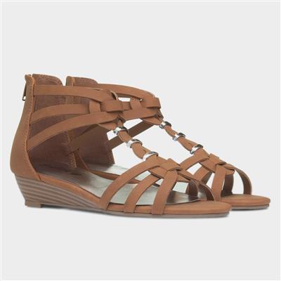 Sasha Womens Tan Wedge Sandal