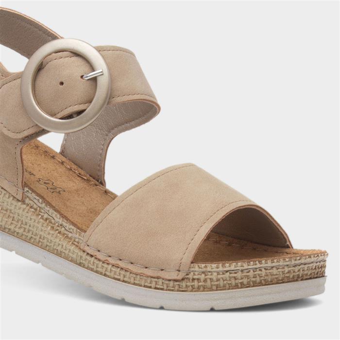 Monza Womens Beige Wedge Sandal