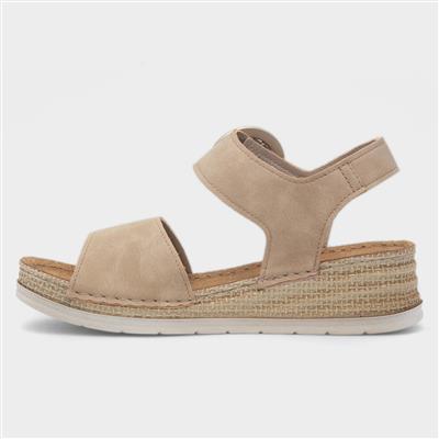 Monza Womens Beige Wedge Sandal