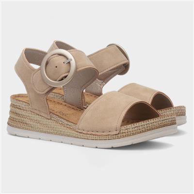 Monza Womens Beige Wedge Sandal