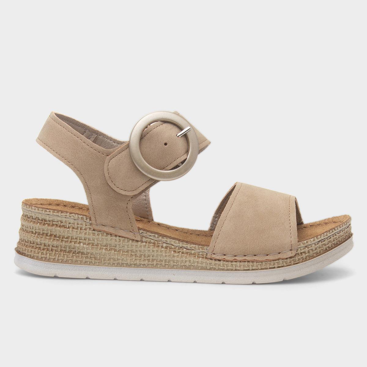 Monza Womens Beige Wedge Sandal