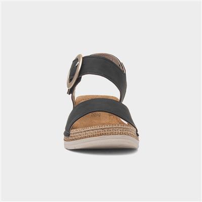 Monza Womens Black Wedge Sandal