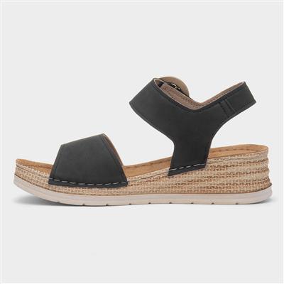 Monza Womens Black Wedge Sandal