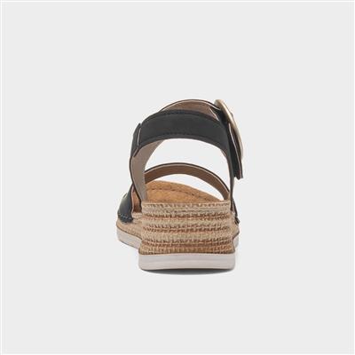 Monza Womens Black Wedge Sandal