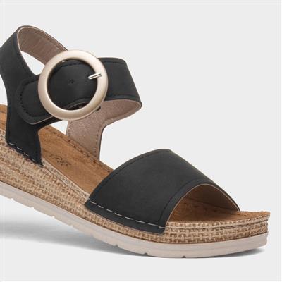 Monza Womens Black Wedge Sandal