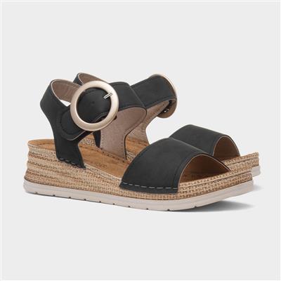Monza Womens Black Wedge Sandal