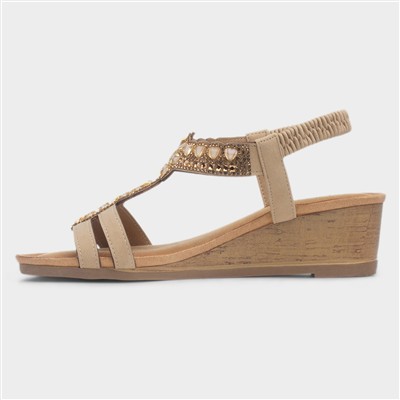 Cancun Womens Beige Wedge Sandal
