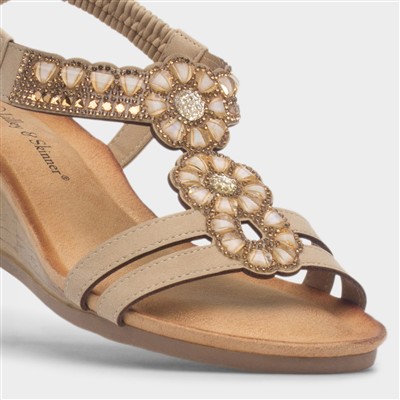 Cancun Womens Beige Wedge Sandal
