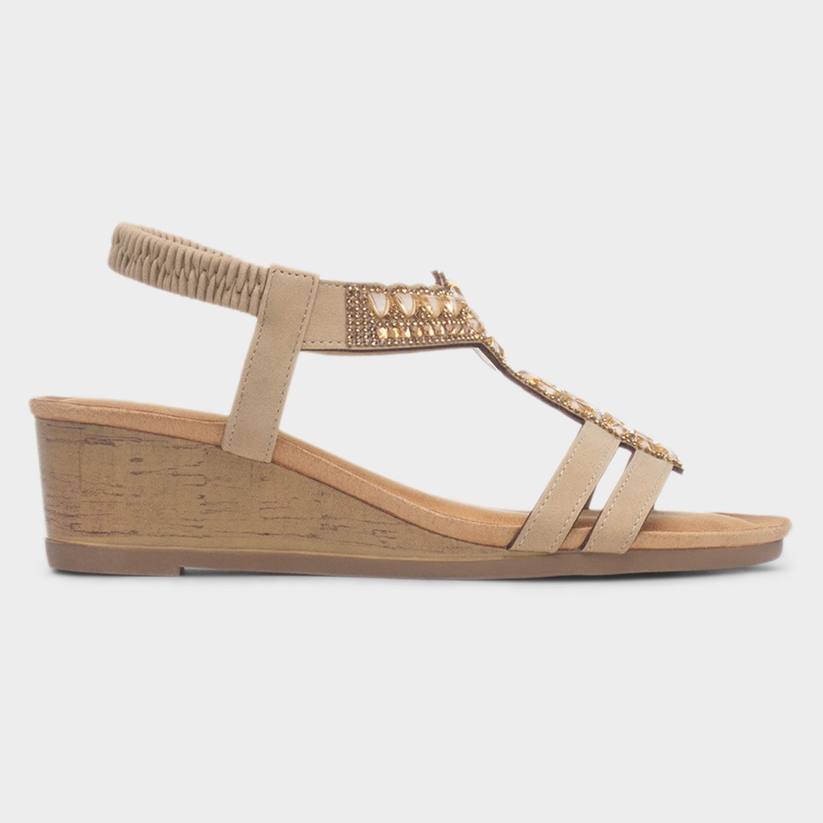 Cancun Womens Beige Wedge Sandal