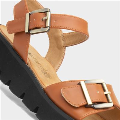 Alberta Womens Tan Buckle Sandal