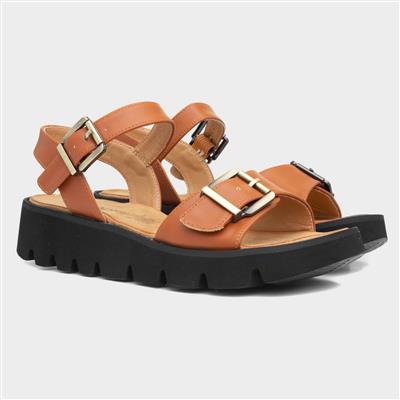 Alberta Womens Tan Buckle Sandal