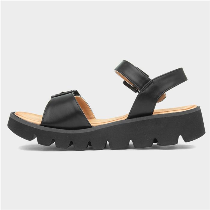 Alberta Womens Black Buckle Sandal