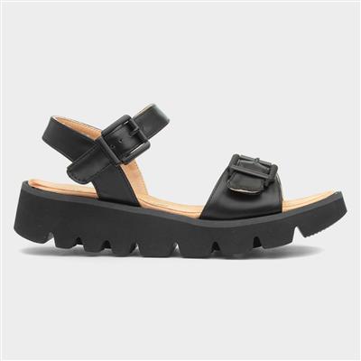 Alberta Womens Black Buckle Sandal