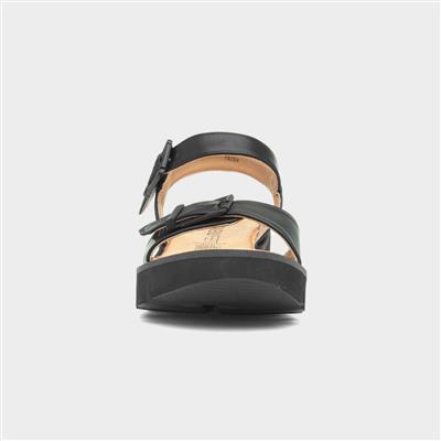 Alberta Womens Black Buckle Sandal