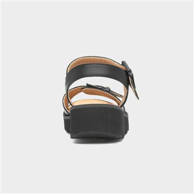 Alberta Womens Black Buckle Sandal
