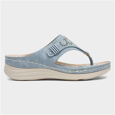 Malta Womens Blue Toe Post Sandal