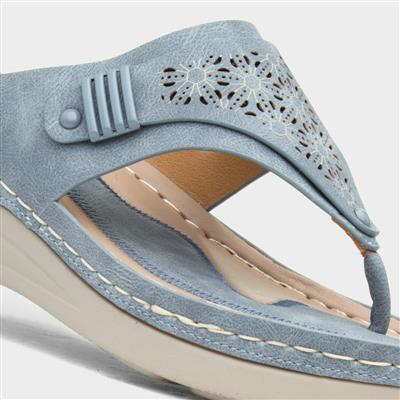 Malta Womens Blue Toe Post Sandal