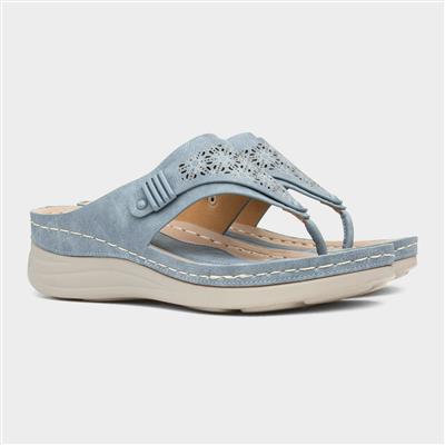 Malta Womens Blue Toe Post Sandal