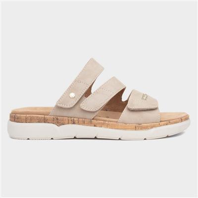 Sylvia Womens Beige Easy Fasten Mule Sandal