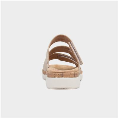Sylvia Womens Beige Easy Fasten Mule Sandal