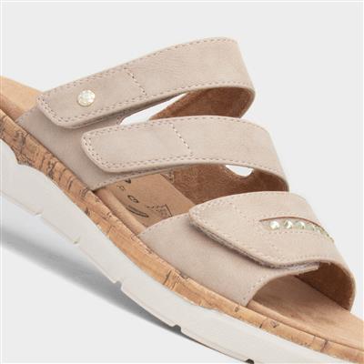 Sylvia Womens Beige Easy Fasten Mule Sandal