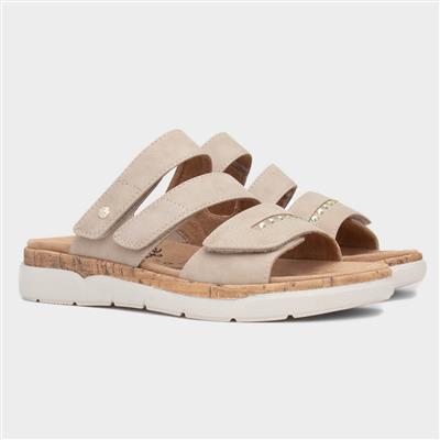 Sylvia Womens Beige Easy Fasten Mule Sandal