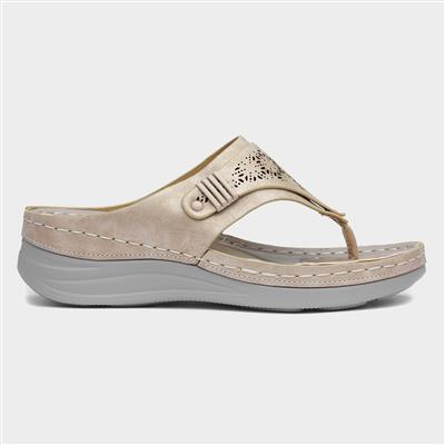 Malta Womens Beige Toe Post Sandal