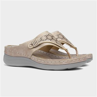 Malta Womens Beige Toe Post Sandal