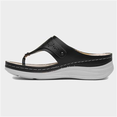 Malta Womens Black Toe Post Sandals