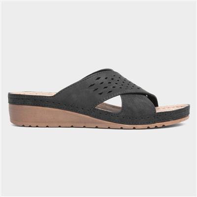 Antalya Womens Black Mule Sandal