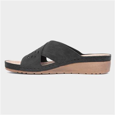 Antalya Womens Black Mule Sandal