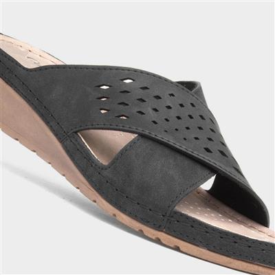 Antalya Womens Black Mule Sandal