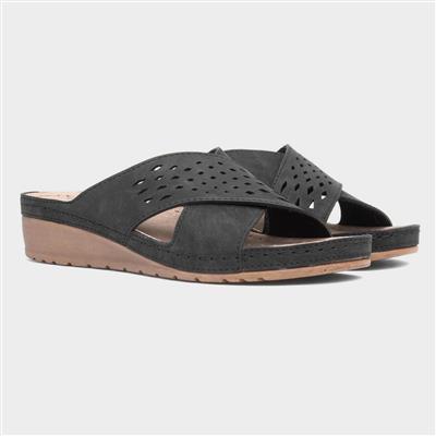 Antalya Womens Black Mule Sandal