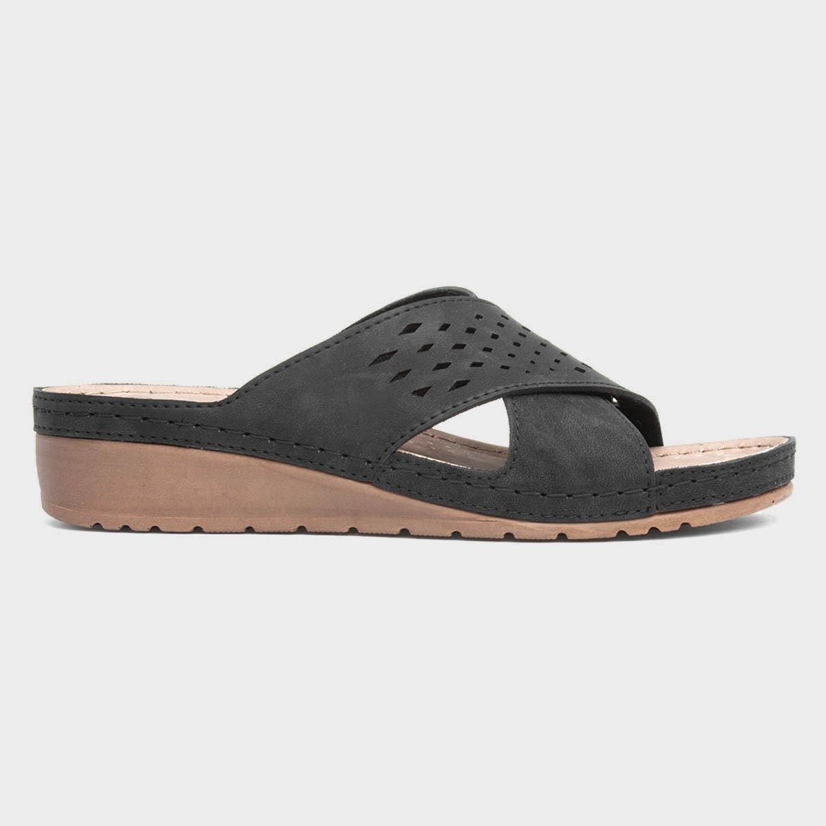 Antalya Womens Black Mule Sandal