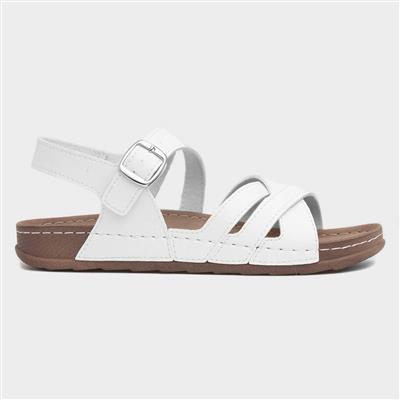 Marmaris Womens White Buckle Sandal