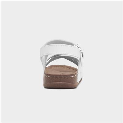 Marmaris Womens White Buckle Sandal
