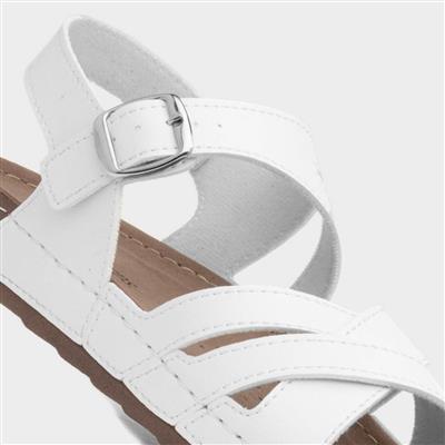 Marmaris Womens White Buckle Sandal