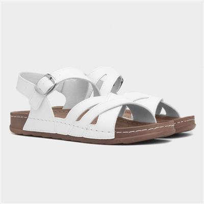 Marmaris Womens White Buckle Sandal