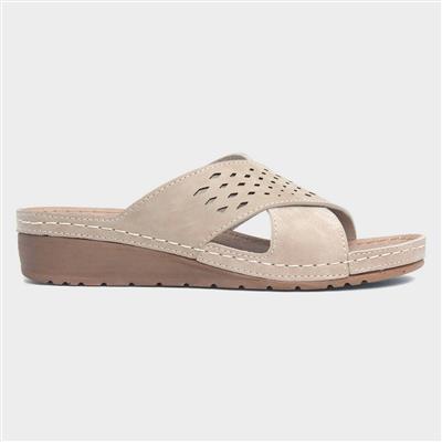 Antalya Womens Beige Mule Sandal